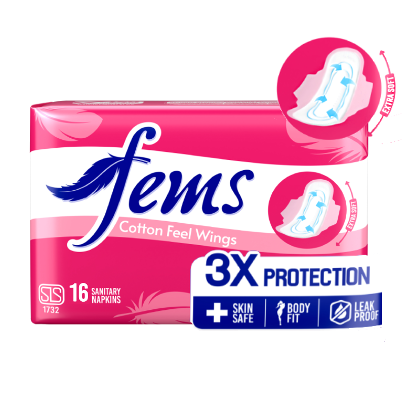 Fems Cotton 16 (1) Fems Cotton Feel Wings 16S Pack - Image 1